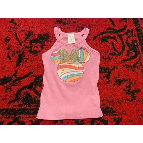 Girls Disney PINK halter top sparkly bow SZ 4 - Picture 1 of 1